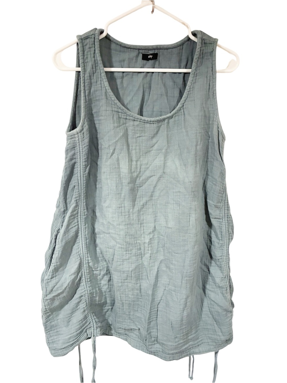 Tulip Light Blue Striped Sleeveless Scoop Neck Midi A-Line Dress Size Small